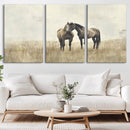Chines Style Grunge Horses Wall Art Canvas Print