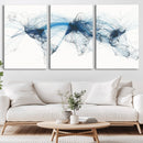 Flight Route Map Wall Art Canvas Print, Abstract Air Traffic