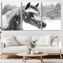 Black Horse Winter Wall Art | Ready to Hang and Framed |