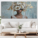 Golden Petal Wall Art - Petal Silhouette Woman Wall Art by MyGreatCanvas | Canvas Wall Art Prints | Photo Prints & Wall Decor