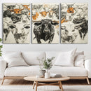 Farmhouse Wall Art | Western Longhorn Cattle Canvas Print | by MyGreatCanvas | Canvas Wall Art Prints | Photo Prints & Wall Decor