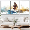 Watercolor Jesus Walking Wall Art Print, Jesus Water Canvas