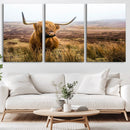 Scottish Highland Cow Canvas Wall Art – Rustic Farmhouse