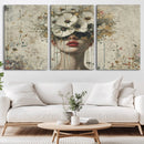 Abstract Floral Women Patel Wall Art Canvas Print