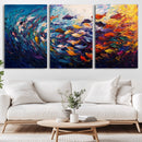 Vibrant Abstract Fish Swarm Art – Colorful Fish Inspired