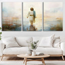 Framed Jesus Walking on Water Wall Art - 3-Panel Christian