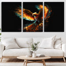 Fiery Phoenix Canvas Print | Ready to Hang Wall Art | Bold