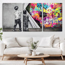Banksy Print - Street Art Canvas Wall Art - Kids Revealing