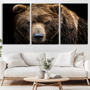 Grizzly Brown Bear Canvas Wall Art, Wildlife Animal Canvas