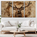 Wood Abstract Deer Wall Art | Rustic Wildlife Canvas Print |
