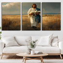 Jesus Shepherd Wall Art | Ready to Hang Triptych Canvas of