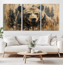 Majestic Grizzly 399 Bear Wall Art | 3-Panel Rustic Canvas