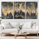 Golden Forest Abstract Wall Art | Dark Forest with Gold