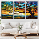 Vibrant Mosaic Tree of Life Wall Art | Stained Glass Style