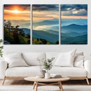 Sunrise Over Mountain Range Wall Art Canvas Print, Farmhouse