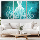 Green Octopus Abstract Wall Art Canvas Print