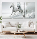 Large Wall Art Canvas Print – Beautiful Running White Horses