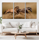 Large Wall Art Canvas Print – Two Running Brown Horses