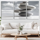Still Life Black and White Zen Stones Wall Art Canvas,