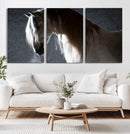 Large Wall Art Cream Colored Horse on Grey Background Canvas