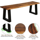 Solid Acacia Wood Patio Bench Dining Bench Seating Chair by LJGDeals