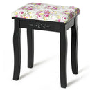 Vanity Wood Dressing Stool Padded Piano Seat with Rose Cushion by LJGDeals