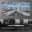 Bison Wall Art - Snowy Road Wall Art – Framed Mountain by MyGreatCanvas | Canvas Wall Art Prints | Photo Prints & Wall Decor