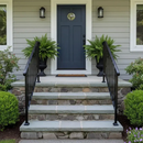 Outdoor Stair Handrail for 1–4 Steps, Adjustable Black Steel Railing by 2Dropme