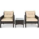 3 Pcs Outdoor Patio Rattan Conversation Set with Seat Cushions-Black by LJGDeals