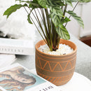 5.5 inch Black-Clay Color Geometric Pattern Pot