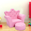 Children Upholstered Princess Sofa with Ottoman and Diamond Decoration for Boys and Girls by LJGDeals