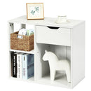 3-Cube Bookcase 2-tier Wooden Storage Shelf with Pull-out Drawer-Brown by LJGDeals