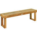 52 Inch Acacia Wood Dining Bench with Slatted Seat by LJGDeals