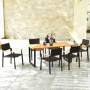 Patented 7 Pieces Outdoor Dining Set with Large Acacia Wood Table Top by LJGDeals