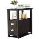 Set of 2 End Table Wooden with 2 Drawer & Shelf Bedside Table by DirectDeals