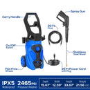 Electric Pressure Washer, 2465 PSI 1.76 GPM Power Washer, 5-Nozzle Set, Built-in Soap Tank, 20 Ft Hose, 35 Ft Power Cord, Stainless Steel Wand, for Cars, Driveway, Home, Patios