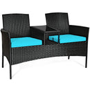 Wicker Patio Conversation Furniture Set with Removable Cushions and Table by LJGDeals