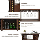 Rolling Buffet Sideboard Wooden Bar Storage Cabinet-Walnut by LJGDeals