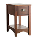 2 Pieces Retro Narrow Tiered End Table with Drawer and Storing Shelf by LJGDeals