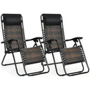 2 Pieces Folding Patio Rattan Zero Gravity Lounge Chair by LJGDeals