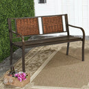Patio Garden Bench with Powder Coated Steel Frame by LJGDeals