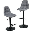 2 Pieces Adjustable Bar Stools Swivel Counter Height Linen Chairs-Brown by DirectDeals
