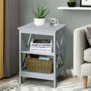 3-Tier Nightstand End Table with X Design Storage by LJGDeals