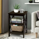 3-Tier Nightstand End Table with X Design Storage by LJGDeals