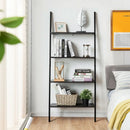 Multipurpose 4-Tier Industrial Leaning Wall Bookcase with Metal Frame by LJGDeals