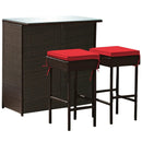 3PCS Patio Rattan Wicker Bar Table Stools Dining Set-Turquoise by LJGDeals