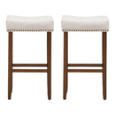 Set of 2 Nailhead Saddle Bar Stools 29 Inch Height
