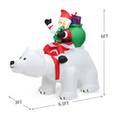 6.5 Feet Christmas Inflatable Santa Riding Polar Bear with Shaking Head LED Lights by LJGDeals