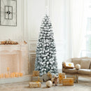 6 Feet Unlit Hinged Snow Flocked Artificial Pencil Christmas Tree with 500 Branch Tip by LJGDeals