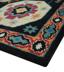 Wool Hand-Knotted Mamluk Traditional Rug - Black Maroon Beige